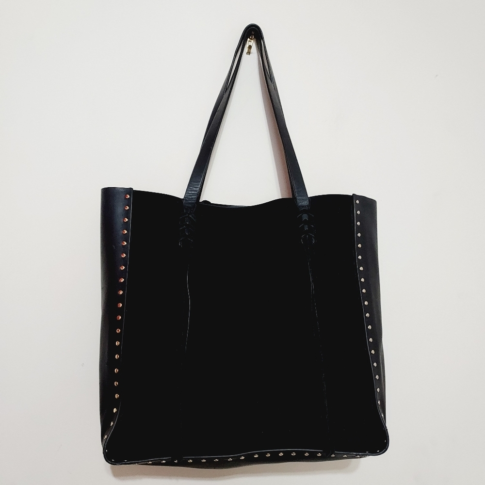 Vince Camuto Genuine leather Studded With Fringe detail Shoulder Bag
